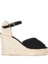 Castaã±er Raffia Sole Wedge Heel Espadrilles In Black