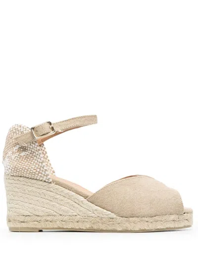 Castaã±er Bianca Wedge Sandals In Neutral