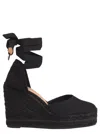 Castaã±er Black Carina Espadrille Sandals With Wedge Heel In Cotton Woman In Black