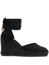 Castaã±er Black Carina Espadrille Sandals With Wedge Heel In Black