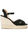 Castaã±er Blaudell Canvas Wedge Sandal In Black