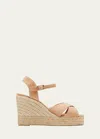 Castaã±er Open-toe Wedge-heels With Ankle Straps In Tostado