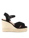 Castaã±er Blaudell Canvas Wedge Sandal In Black