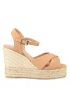 Castaã±er Open-toe Wedge-heels With Ankle Straps In Nude & Neutrals
