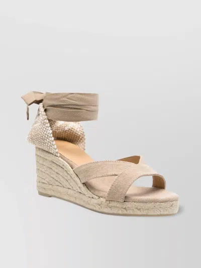 Castaã±er Bow Detail Canvas Wedge Espadrilles In Brown