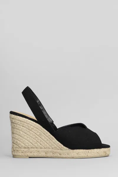 Castaã±er Brisa-8-001 Wedges In Black Canvas
