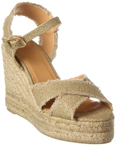 Castaã±er Castañer Bromelia 100 Metallic Canvas Wedge Espadrille In Gold