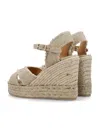 Castaã±er Bromelia 100mm Frayed Wedge Espadrilles In Black/gold