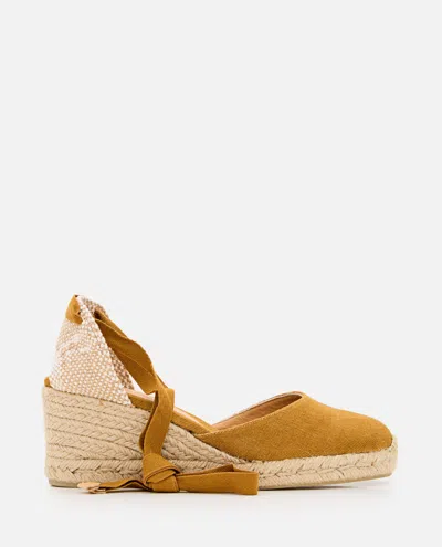 Castaã±er Brown Round Toe Wedges