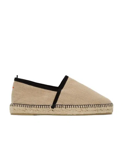 Castaã±er Camel Linen Braided Shoes In Nude