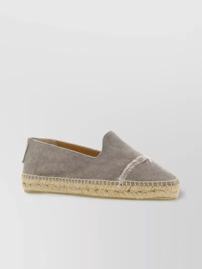 Castaã±er Canvas Espadrilles With Round Toe Stitch Detailing In Gray