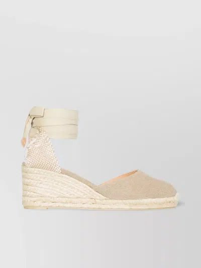 Castaã±er Canvas Espadrilles With Woven Detail In Neutral