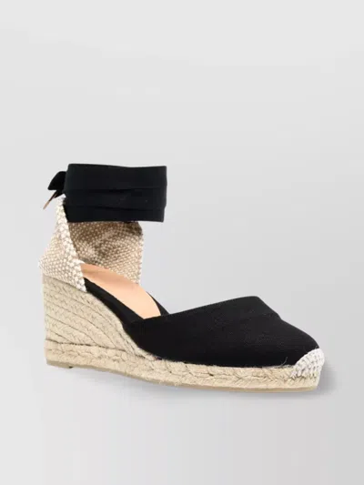 Castaã±er Canvas Wedge Espadrilles Bow Detail In Black