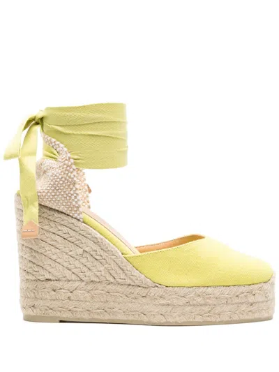 Castaã±er Carina Yellow Wedge Espadrilles In Yellow Fabric