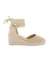 Castaã±er Carina Womens Metallic Espadrille Wedge Sandals In Nude