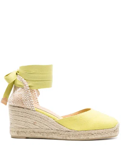 Castaã±er Women's Carina Raffia Wedge Espadrilles Sandal In Yellow