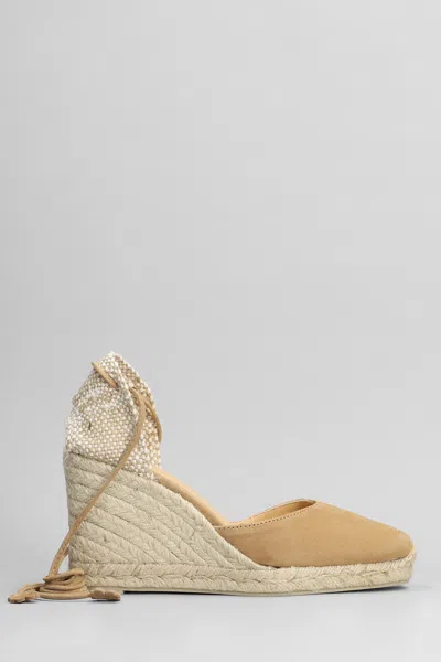 Castaã±er Carina-8-007 Wedges In Beige Suede