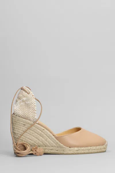 Castaã±er Carina-8-250 Wedges In Powder Leather And Fabric In Brown