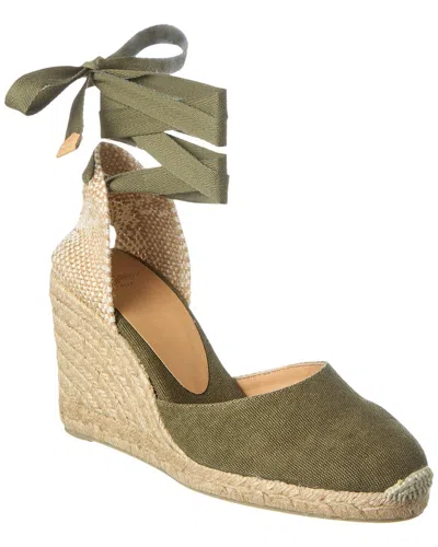 Castaã±er Castañer Carina 80 Canvas Wedge Espadrille In Green