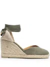 Castaã±er Carina 80 Canvas Wedge Espadrilles In Green