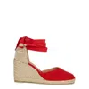 Castaã±er Red Carina 80 Cotton Canvas Wedge Sandals In Red
