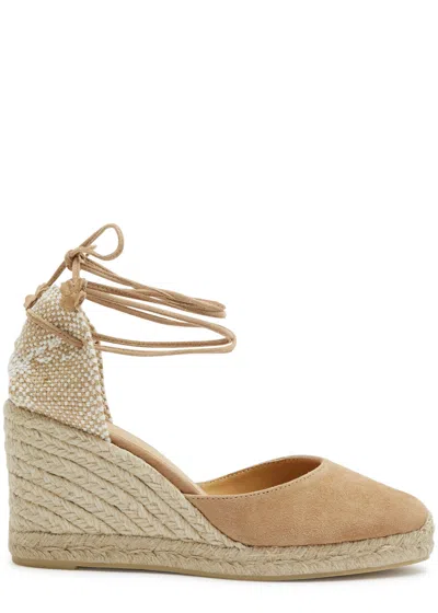 Castaã±er Carina 80 Suede Wedge Espadrilles In Brown