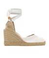 Castañer White Canvas Chiara Wedges In Nude