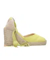 Castaã±er Carina Yellow Wedge Espadrilles In Nude