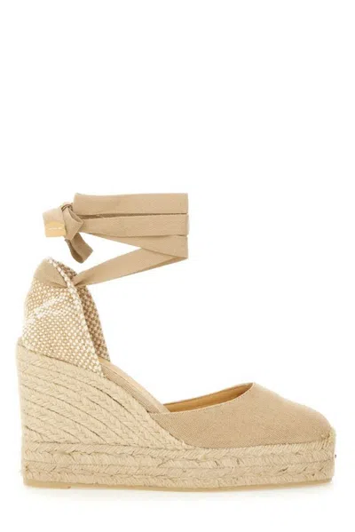 Castaã±er Castañer Carina Ankle Strap Wedge Espadrilles In Beige