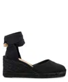 Castaã±er Tonal Wedge-heeled Espadrille With Ankle Ties In Black