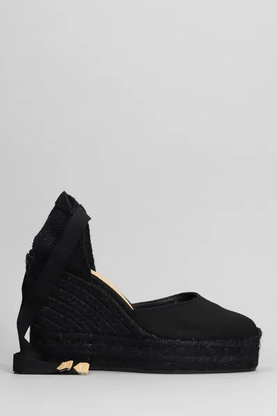 Castaã±er Carina C-8ed-001 Wedges In Black Canvas