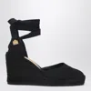 Castaã±er Tonal Wedge-heeled Espadrille With Ankle Ties In Black