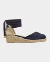 Castaã±er Carina Canvas Ankle-tie Espadrilles In Blue
