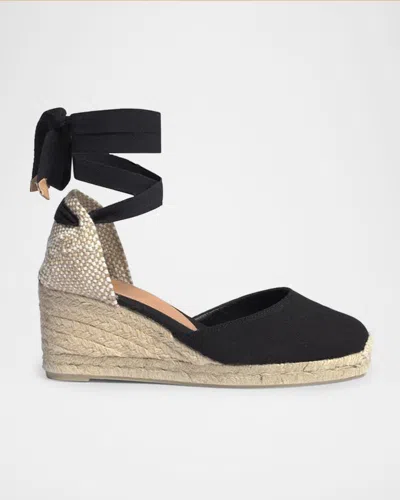 CASTAÃ±ER CARINA CANVAS ANKLE-TIE WEDGE ESPADRILLES