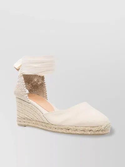 Castaã±er Carina Canvas Ankle Wrap Espadrilles In White