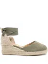 Castaã±er Carina /3/002 Ankle Strap Wedge Espadrilles In Green