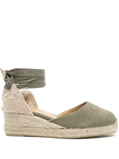 Castaã±er Carina /3/002 Ankle Strap Wedge Espadrilles In Green