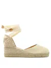 Castaã±er Castaner Womens Cream Carina Self-tie Canvas Wedge Espadrilles In Beige