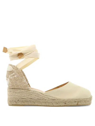Castaã±er Castaner Womens Cream Carina Self-tie Canvas Wedge Espadrilles In Beige