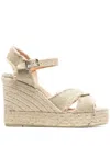 Castaã±er Bromelia 100 Metallic Canvas Espadrille Wedge Sandals In Beige