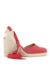 Castaã±er Red Carina 80 Cotton Canvas Wedge Sandals In Red