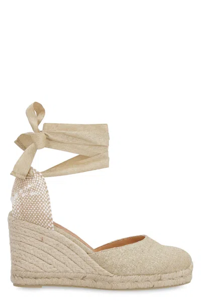 Castaã±er Carina Jute Wedge Espadrilles Castañer In Gold Fabric