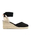 Castaã±er Carina Lace-up Wedge Espadrilles In Black