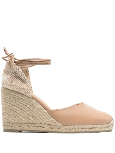 Castaã±er Women's Carina Leather Espadrilles Sandal In Powder