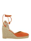 Castaã±er 'carina' Orange And Beige Espadrilles With Wedge And Closed Toe In Canvas And Suede Women In Orange