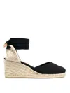 Castaã±er Carina Lace-up Wedge Espadrilles In Black