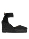Castaã±er Black Carina Espadrille Sandals With Wedge Heel In Black