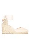 Castaã±er Castaner Ivory Wedge Espadrilles With Ankle Wrap In White