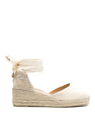 Castaã±er Carina Raffia Wedge Espadrilles In Ivory