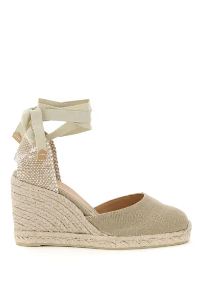 Castaã±er Tie-fastening Wedge Sandals In Beige